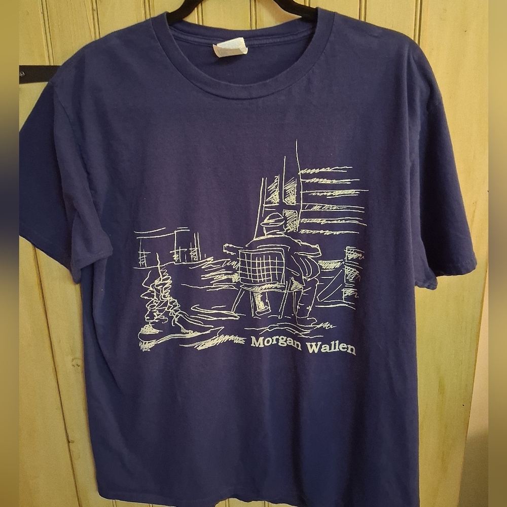 Morgan Wallen Navy Tee, Mens Size Large